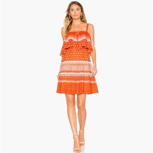 NEW Aijek Pias Tie-Front Mini Dress Orange Red Size 1 $269 Revolve